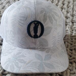 White and Gray Patterned Cap with Blue Logo